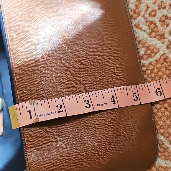 Michael Kors Kempton Blue Nylon Tote Bag with Brown Leather Trim and Gold Trim - Picture 10 of 13